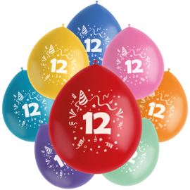 Ballonnen Color Pop 12 Jaar 23cm - 8 stuks