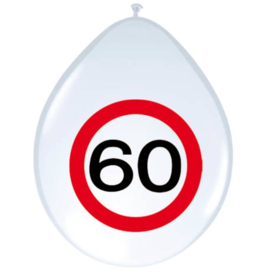 60 Jaar Verkeersbord Ballonnen - 8 stuks