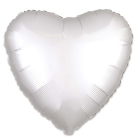 Folieballon hart satin wit (43cm)