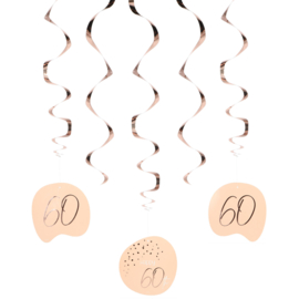 Hangdecoratie Elegant Lush Blush 60 Jaar - 5 stuks