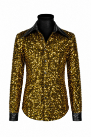 Blouse Pailletten Disco Star Goud Heren