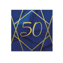 Servetten 50 Jaar Navy & Gold 16 stuks