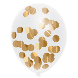 Ballonnen + confetti goud (Ø0 30cm, 5 st)