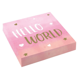 Servetten Oh Baby Girl Hello Wold - 16 stuks