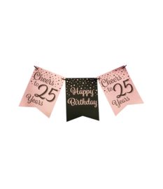 Party flag banner rosé/black - 25