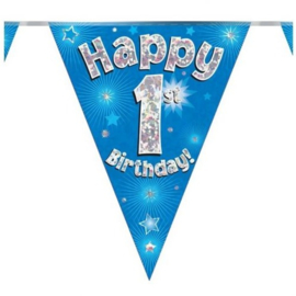Vlaggenlijn Happy 1st Birthday Blauw