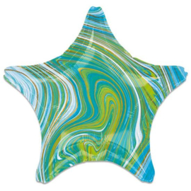 Folieballon Marblez ster blauwgroen (43cm)