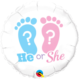 Gender Reveal Folieballon 'He or She' - 45 cm