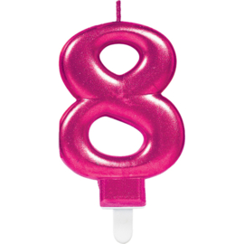 Verjaardag Kaars 8 jaar - Roze 7.5 cm