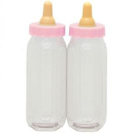 Baby fles 13 cm roze 2 stuks