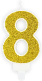 Nummerkaars goud ‘8‘ (7cm)