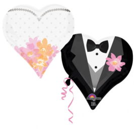 Folieballon SuperShape Wedding Couple Hearts - 63 cm