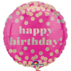 Folieballon Happy Birthday Dotty - 43 cm