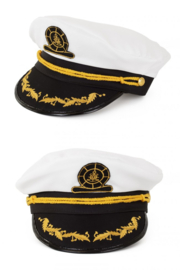 Admiraalspet katoen wit/zwart/goud one-size