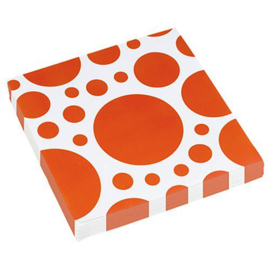 Servetten stippen oranje (33cm, 20st)