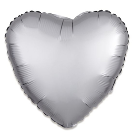 Folieballon hart satin platina (43cm)