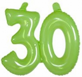 Opblaascijfer 30 Transparant  Groen 35cm Hoog