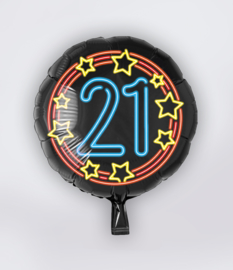 Folieballon Neon 21 Jaar - 45 cm