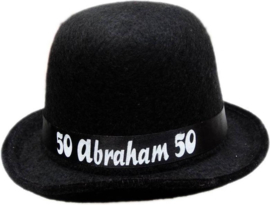 Bolhoed 50 jaar Abraham heren polyester zwart