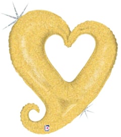 Folieballon chain of hearts gold - 94 cm