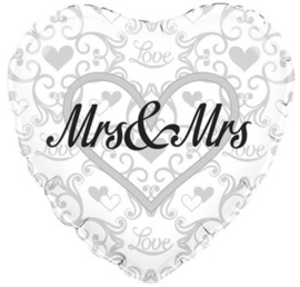 Folieballon Hart Mr & Mrs - 45 cm