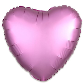 Folieballon hart satin flamingo - 43 cm