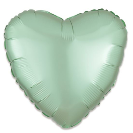 Folieballon hart satin mintgroen - 43 cm