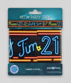 Neon Party tape - 21 jaar - 12 meter