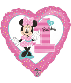 Folieballon Minnie '1st Birthday' - 45 cm