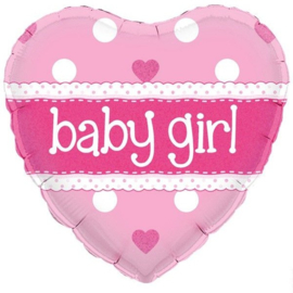 Folieballon Geboorte Baby Girl hart 56 cm Holographic