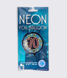 Folieballon Neon 70 Jaar - 45 cm