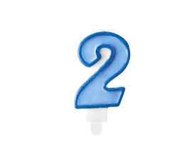 Nummerkaars blauw ‘2‘ (7cm)