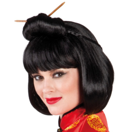 Pruik Chinese courtesan met haarstokjes