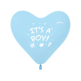 Ballonnen Hart Vorm  'It's a Boy!' - 12 stuks