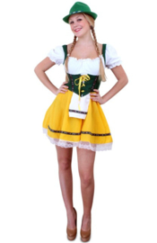 Tiroler jurk kort geel/groen dames