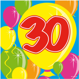 Servetten 30 Jaar Balloons 25x25cm - 20 stuks