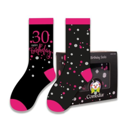 Cadeau sokken 30 jaar pink (2 paar)