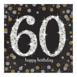 Servetten 60 Happy Birthday sparkling 33 x 33 - 16 stuks