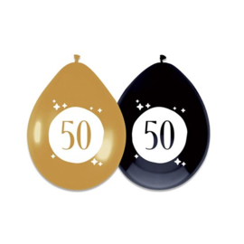 Ballonnen Festive Gold '50' (Ø30cm, 6st)
