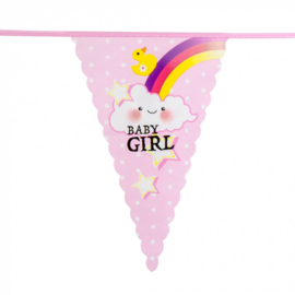 vlaggenlijn Baby Girl meisjes 6 meter polyethyleen roze