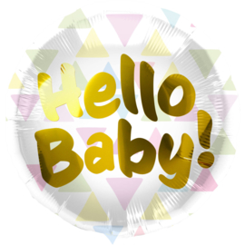 Folieballon 'Hello Baby!' Meerkleurige Driehoeken - 45cm