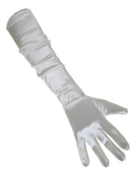 Handschoenen satijn wit 48 cm.