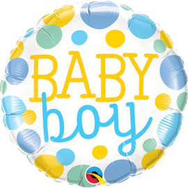 Folieballon Baby Boy Dots - 45 cm