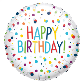 Folieballon Happy Birthday Confetti - 43 cm