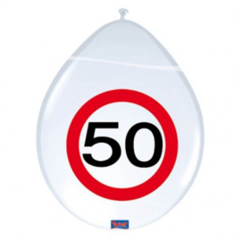 50 Jaar Verkeersbord Ballonnen - 8 stuks