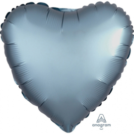 Folieballon hart satin staalblauw (43cm)