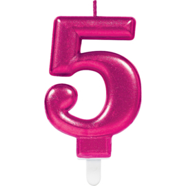 Verjaardag Kaars 5 jaar- Roze 7.5 cm