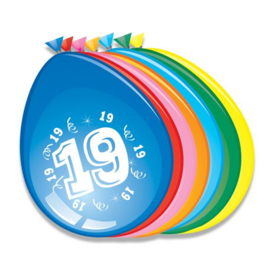 Ballonnen 19 jaar (Ø30cm, 8st)