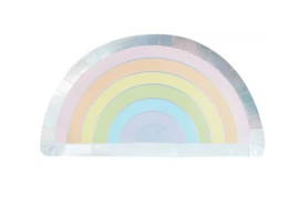 8 Pastel Regenboog Papieren Borden 28cm