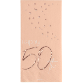 Servetten Elegant Lush Blush 50 Jaar 33x33cm - 10 stuks